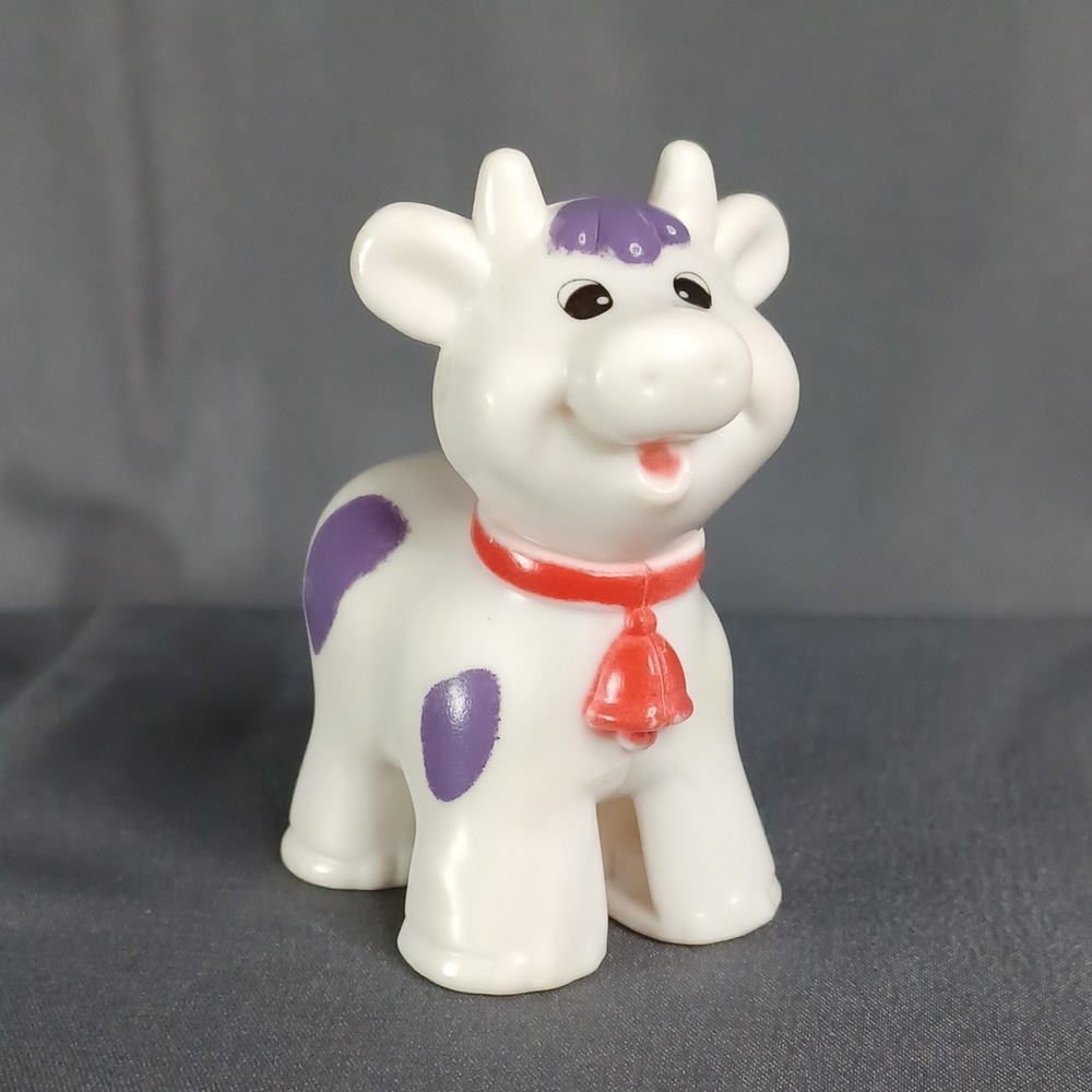 Kiddieland Cow Figure White Purple Spots Old McDonald Farm Replacement Part